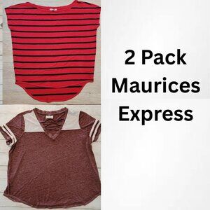 NEW - Lot of 2 - Express Maurices Assorted Women Small Summer Casual T-Shirt Top